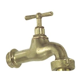 GRIFO CURVO LATÓN PULIDO CON RACORD 1/2