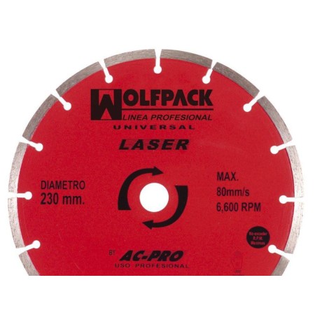 DISCO DIAMANTE WOLFPACK SEGMENTADO LASER 230 MM