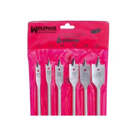 JUEGO BROCAS PLANAS MADERA 3 PIEZAS WOLFPACK 6 PIEZAS