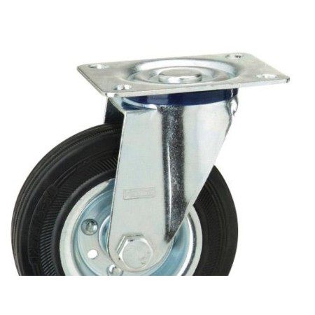 RUEDA INDUSTRIAL GOMA NEGRA PLACA  140MM