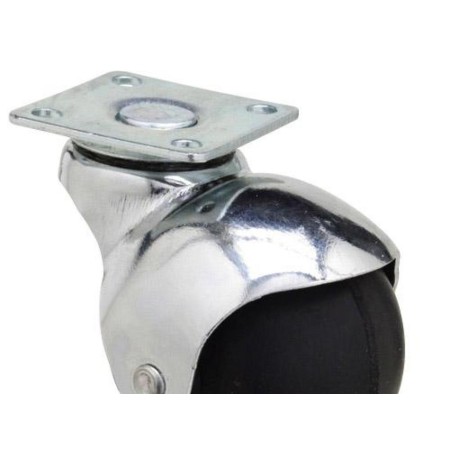 RUEDA DOMESTICA GOMA NEGRA ESFERA PLACA   50MM