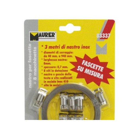 CINTA ABRAZADERA MAURER   8MM X 3M  +  8TORNILLOS