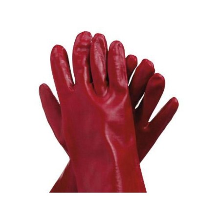 GUANTE WOLFPACK PVC ROJO 35CM  (PAR)