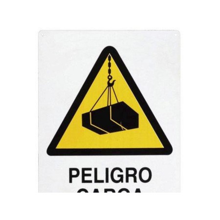 CARTEL PELIGRO CARGA SUSPENDIDA 30X21 CM. 