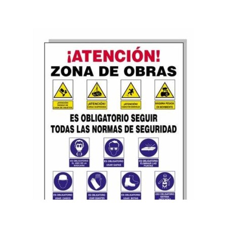 CARTEL COMBINADO NORMAS OBRA  100X70 CM. 
