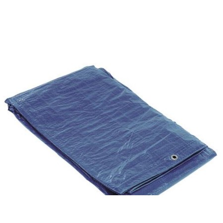 LONA AZUL CON OJETES METÁLICOS 8 X 12 METROS  (APROXIMADAMENTE)