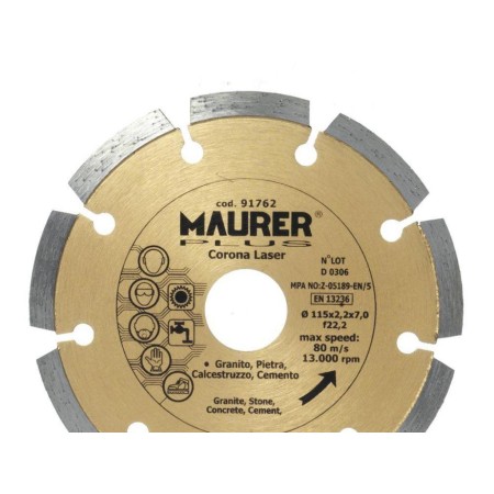 DISCO DIAMANTE MAURER SEGMENTADO LASER  115MM