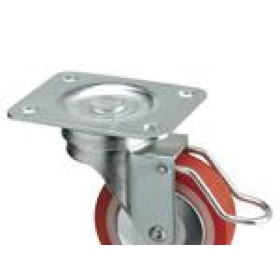 RUEDA POLIURETANO PLACA CON FRENO 60MM