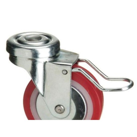 RUEDA POLIURETANO PASANTE CON FRENO 60MM