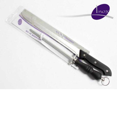 Cuchillo jamonero  inox + afilador.