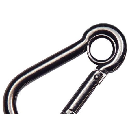 MOSQUETON BOMBERO INOXIDABLE CON OJO.  100 MM.  USO DOMESTICO
