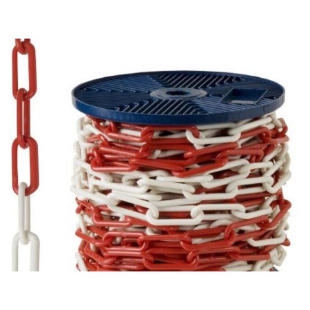 CADENA PLASTICO BICOLOR   6MM  ROLLO 25 METROS