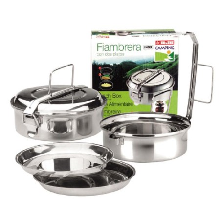 Fiambrera-Tartera  con 2 platos Inox. Serie Camping