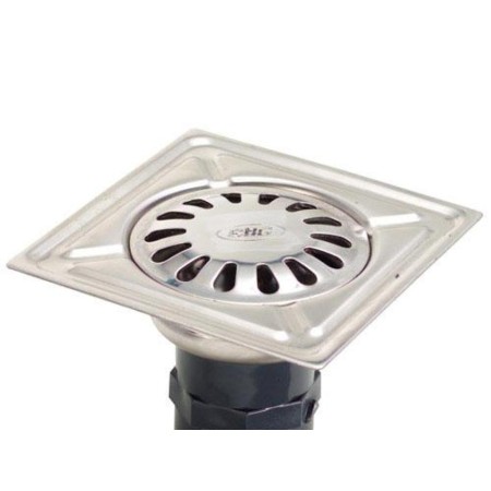 SUMIDERO ACERO INOXIDABLE  100X100 MM.  TOMA DE 38 MM. 