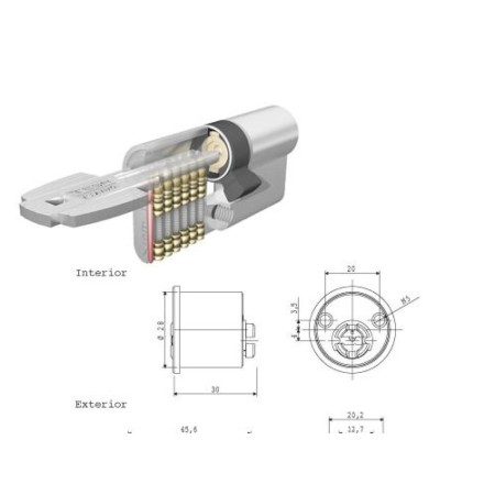 CILINDRO TESA SEGURIDAD T6TS 40 LEVA CORTA CILINDRO REDONDO
