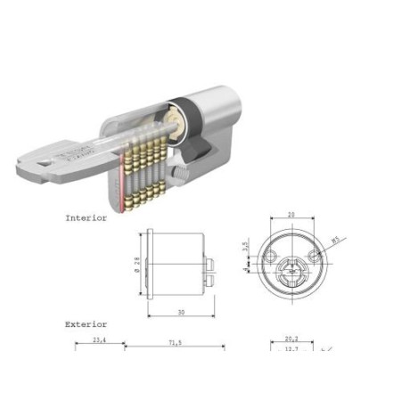 CILINDRO TESA SEGURIDAD T6TS RF LEVA CORTA CILINDRO REDONDO