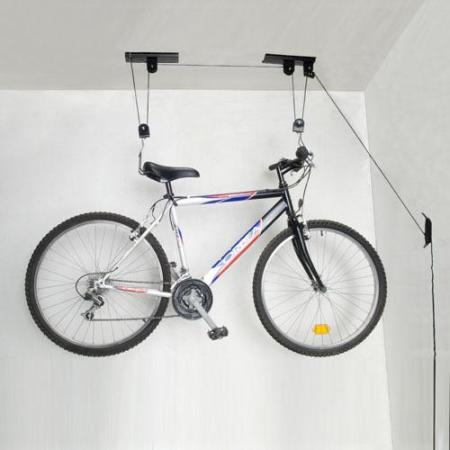Soporte de bicicleta montado en el techo para colgar bicicletas con sistema  de elevación y bajada de poleas (con sistema de elevación y bajada)