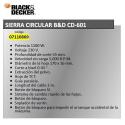 SIERRA CIRCULAR BLACK&DECKER CD 601