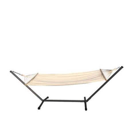 HAMACA COLGANTE CON TRAVESAÑO NATURAL SOPORTE METALICO