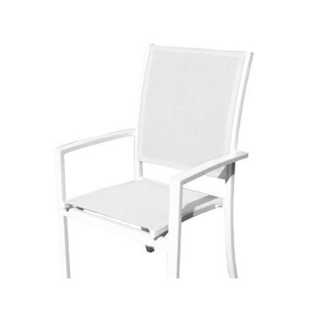 SILLA JARDIN ALUMINIO TEXTIL SUNSET APILABLE.  BLANCO