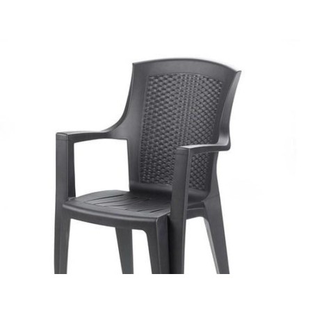 SILLA RESINA RATAN.  RESPALDO ALTO ANTRACITA.  EDEN