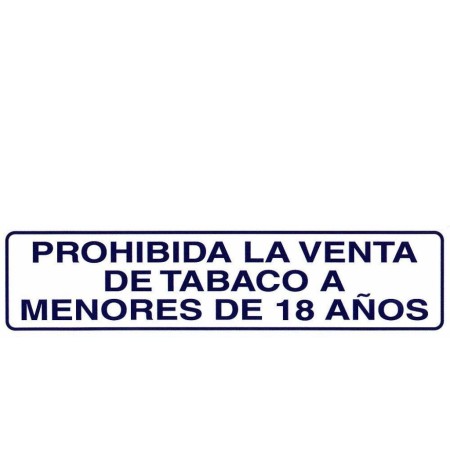 ROTULO ADHESIVO 250X63MM PROHIBIDA VENTA TABACO <18AÑOS