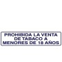 ROTULO ADHESIVO 250X63MM PROHIBIDA VENTA TABACO <18AÑOS