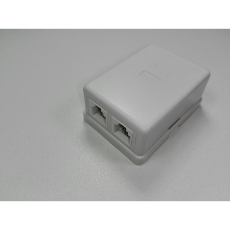 EDC ROSETA SUPERFICIE 6P4C 2 SALIDAS LATERAL BLANCA