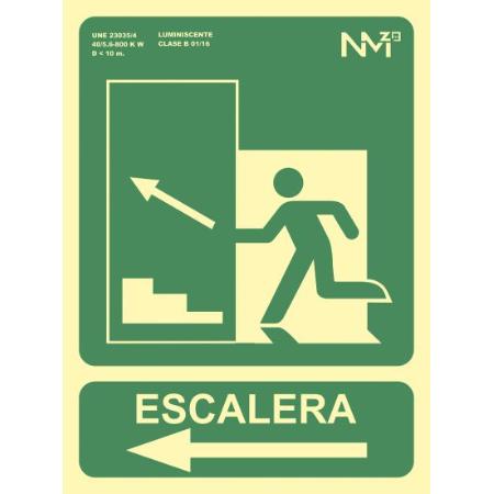 CARTEL ESCALERA IZQUIERDA ARRIBA 21X30 PVC