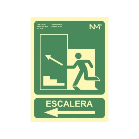 CARTEL ESCALERA IZQUIERDA ARRIBA 21X30 PVC