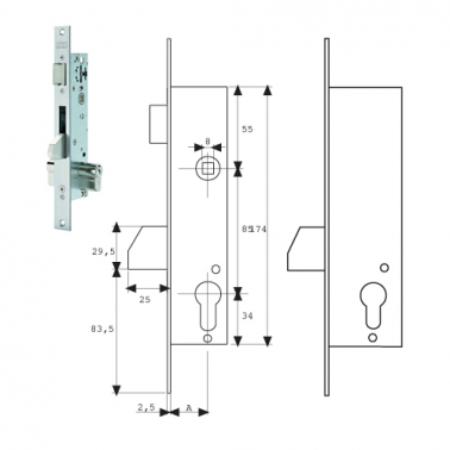 TESA CERRADURA 2211/24.3 AI SIN CILINDRO