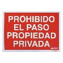 CARTEL PROHIBIDO EL PASO PROPIEDAD PRIVADA 30X42
