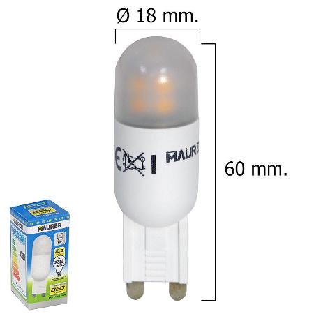 BOMBILLA LED G9 2,5 W.  250 LUMEN LUZ CALIDA