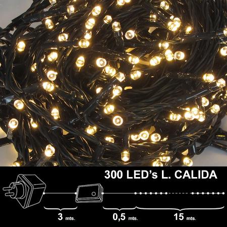 LUCES NAVIDAD 300 LEDS LUZ CALIDA INTERIOR / EXTERIOR  (IP44)