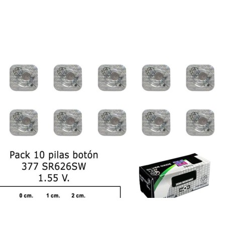 PILA BOTON OXIDO DE PLATA 377 / SR626SW  (CAJA 10 PILAS)