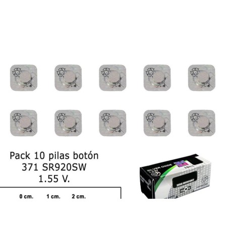 PILA BOTON OXIDO DE PLATA 371 / SR920SW  (CAJA 10 PILAS)