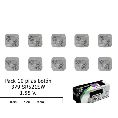 PILA BOTON OXIDO DE PLATA 379 / SR521SW  (CAJA 10 PILAS)