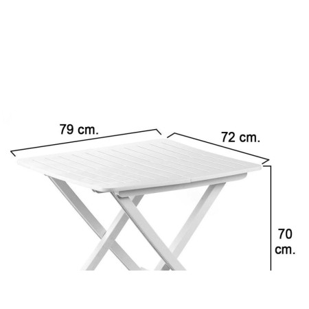 MESA RESINA PLEGABLE BLANCA 79X72X70 CM. 