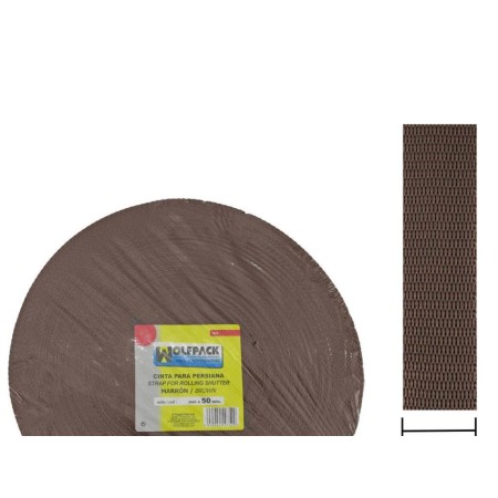 CINTA PERSIANA WOLFPACK MARRÓN 22 MM.  ROLLO 50 METROS