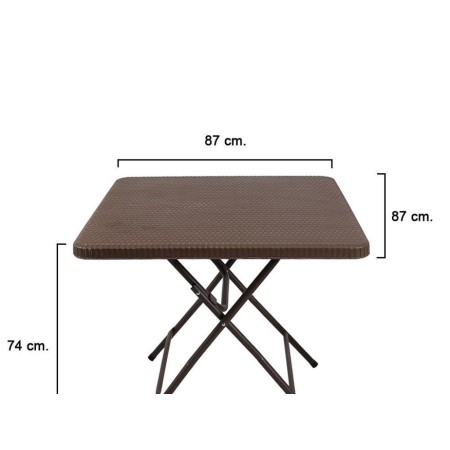 MESA PLEGABLE CUADRADA MARRON 87X87X74 CM. 