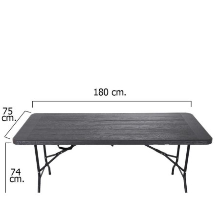 MESA PLEGABLE RECTANGULAR GRIS ANTRACITA 180 X 75 X 74 CM. 