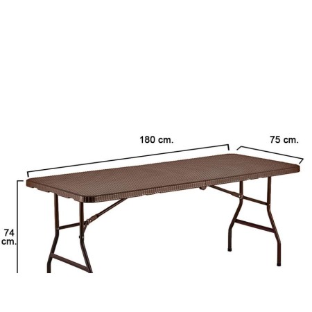 MESA PLEGABLE RECTANGULAR MARRON 180 X 75 X 74 CM. 