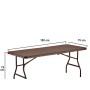 MESA PLEGABLE RECTANGULAR MARRON 180 X 75 X 74 CM. 