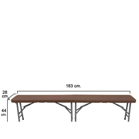 BANCO PLEGABLE MARRÓN SIMIL RATTAN 183 X 28 X 44 CM. 