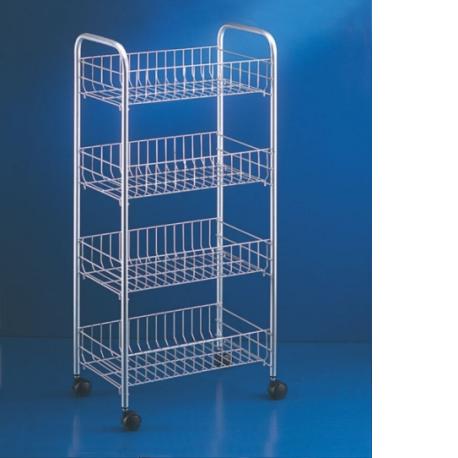 Carro verdulero de cocina metálico, 4 bandejas, estantería con