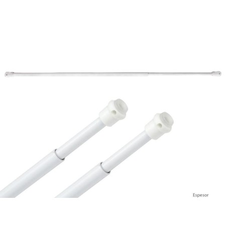 BARRA VISILLO EXTENSIBLE 23/38 CM.  CON MUELLE PRESION, SOPORTES Y VENTOSAS  (2 PIEZAS)