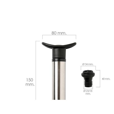 BOMBA VACIO VINO ACERO INOXIDABLE CON 2 TAPONES
