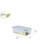 RECIPIENTE HERMETICO PLASTICO RECTANGULAR 240 ML.  12. 5X8. 5X4. 5  (ALT. ) CM. 