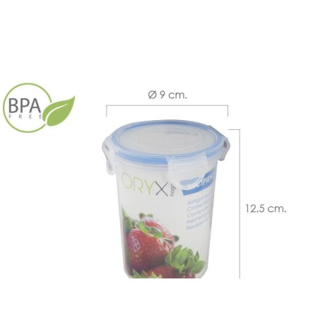 RECIPIENTE HERMETICO PLASTICO REDONDO 440 ML.   Ø 9. 5X18. 5  (ALT. ) CM. 