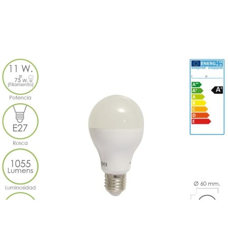 BOMBILLA LED STANDAR E27 11 W.   750 W.  LUZ CÁLIDA 1520  LÚMENES. 